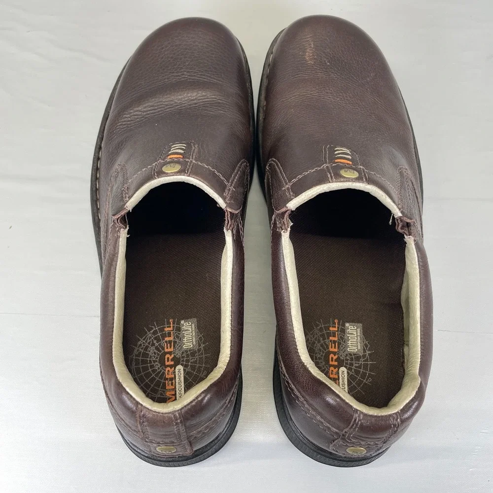 Merrell World Legend Stollen Loafers Mens Size 10.5 Brown Leather Slip On Shoes